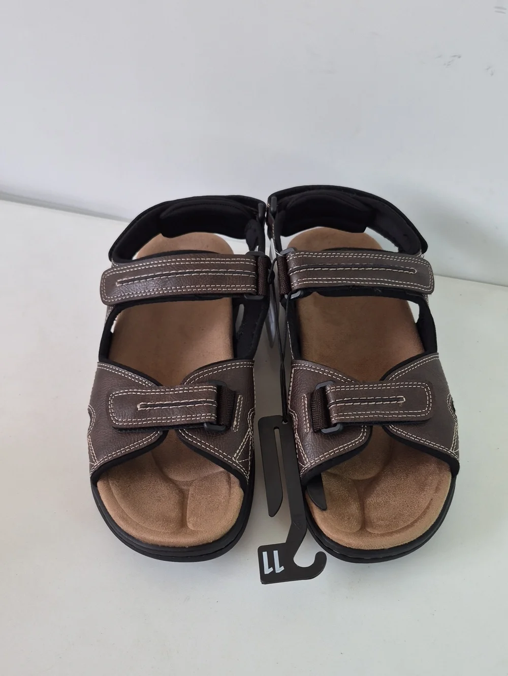 George Men's Brown & Black Adjustable Strap Sandals Size 11